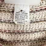 Croft & Barrow Vintage Crochet Knit Cream Short Sleeve Button Up Top Sz Small Photo 11