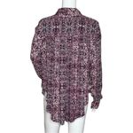Free People  Shirt Women XS Purple Geometric Print Button Up Blouse Preppy Casual Photo 2