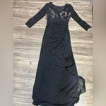 Betsy and Adam  Black Lace Long Sleeve Gown Photo 1