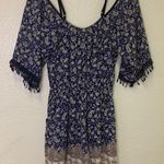 Xhilaration Womens Medium Romper Jumper Shorts Hippie Cold Shoulder Blue. Photo 1