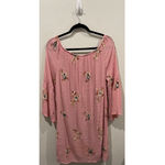 Anthropologie FIG AND FLOWER Embroidered Pink 3/4 Sleeve Mini Dress Photo 4