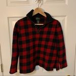 EUC Lauren Ralph Lauren Buffalo Plaid 1/4 zip Sweater Red Size L Photo 0