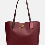 Coach C0692 Willow Tote In Colorblock Pebble Leather Shoulder Plum/ Pink Photo 0