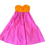 Kate Spade  Twist Bodice Colorblock Dress Pink Orange 0 Strapless Photo 3