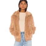 BB Dakota Jacket Womens Large Camel Brown Fuzzy Faux Fur Teddy Or Not Bomber Photo 1