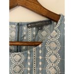 Elliott Lauren M Blue Chambray White Eyelet Ruffle Sleeve Top Sleeveless EUC Size M Photo 3