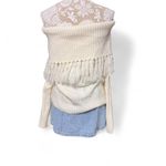Moon River Ivory Fringe Off Shoulder Sweater Women's Small Boho Chic Knit Top Photo 2