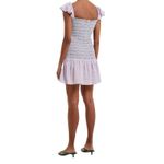 French Connection  Sheer Lilac Floral Mini Dress Size 2 Smocked Ruffle Hem NWT Photo 8