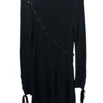 Revolve  Lovers + Friends Black Sweater Dress Black Cotton Knit Lace Up Detail LS Photo 1
