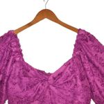 Hutch Anthropologie Raspberry Kenna Medley 3/4 Puff Sleeve Corset Crop Top NWT Photo 3