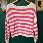 Aerie  Pink and White Striped Sweater Size Medium Photo 0