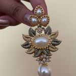 Faux Pearl and Gold Statement Indian Earrings Photo 1