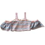 Foxiedox  Pastel Pink & Blue Lace Cold Shoulder Crop Top NEW Photo 2