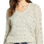 Caslon Nordstrom Wool Brushed V-neck Open Knit Sweater Womens Size S Burgundy Photo 1