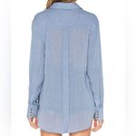 Free People  Thats a Wrap Shirt in Chambray Combo Blue Photo 3