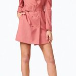 Adelyn Rae Kayla Pinstripe Belted Blazer Dress Size Medium Desert Rose Pink Photo 0