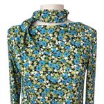 ZARA  Open Back High Neck Midi Length Green Floral Dress size L Photo 2