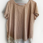 LC Lauren Conrad Women XXL Knit Top Floral Lace Trim S/S Vacation Beach Lounge Photo 0