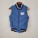 PINK - Victoria's Secret Victoria's Secret PINK Women's Vest XS‎ Blue Graphic Zip Up Quilted Down Puffer Photo 4