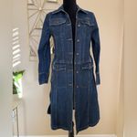 FISH Stylish Denim Trench Coat size Medium Blue Photo 2