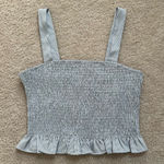 Anthropologie NWT Pants Store Shirred Smocked Crop Top Womens Large Summer Gingham Photo 0