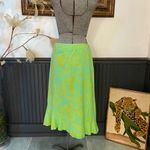 Fresh Produce Vintage  Lime Green Yellow Floral Ruffle Pull On Skirt - Sz M 💚🎀 Photo 4