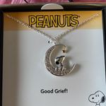 NWT Peanuts Snoopy Two Tone 18k Gold Plated Cubic Zirconia Pendant Necklace Silver Photo 2