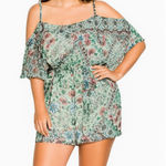 City Chic Romper Size 18 NWT Cold Shoulder Tropical Resort Summer Plus Curvy Photo 0
