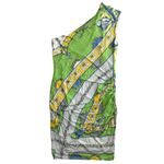Emilio Pucci Women's 14 US Printed One-Shoulder Ruched Mini Dress Green Multi Photo 3