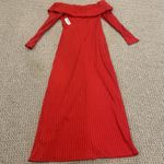 Old Navy NWT  Dress Womens Medium Red Off Shoulder Ribbed Knit Maxi Holiday Long Photo 3