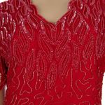 Laurence Kazar Vintage 100% Silk Red Beaded Sequin Dress Women's Small Photo 2