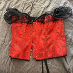 red black Jacquard baroque Lace Trim Off Shoulder Corset Top Bustier corset 3XL Size 3X Photo 11