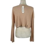 Urban Outfitters New  Distressed Crop Top Bell Sleeves relaxed boho Knit Sweater Photo 6