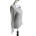 The Limited  Y2K Long Sleeve Crochet Knit Cardigan Metallic Silver Size Medium Photo 3