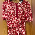 Madewell  V-Neck Wrap-Front Romper w/ Front or Back Tie in Red‎ Mini Daisy Size 0 Photo 5