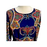 Rush ‎ Women’s Dress Sz S Blue Paisley Western Retro Bell Sleeve Photo 1