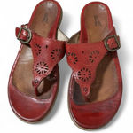 Dansko Red Leather Thong Sandals Adjustable Buckle Cutout Slip On Shoes Photo 0