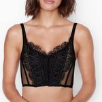 Victoria's Secret Dream Angels Corset Top Womens M Black Unlined Lace Up Romantic Photo 0