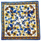 Vintage 70s Peacock Scarf by Nasharr Freres Blue Photo 0