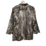 Ralph Lauren Lauren Womens Button Up Shirt 1X Brown Snake Animal Print Cotton Photo 1