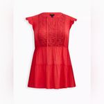 Torrid  Chiffon Swiss Dot Lace Crochet Inset Tie-Front Top Blouse Plus Size 4X Photo 3