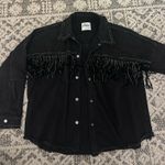 ZARA  Black Denim Fringe Jacket Photo 1