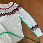 Loft Wool Blend Cream Pink Red Heart Knit Sweater Photo 7