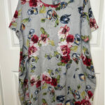 I Love Linen Made in Italy Floral Shift Dress Blue Multicolor 100% Linen‎ OSFM Size XL Photo 0