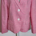 Le Suit  Women's Pink Striped Blazer Size 14 Pink and White Blazer Photo 2