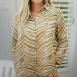 iLinen Classic Button Down Shirt Natural Zebra Size XS Tan Photo 1