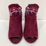 Carlos Santana Floral embroidered ankle booties, size 7 Carlos burgundy faux suede peep toe Photo 3
