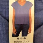 Three Dots  Double Gauze Top Cap Sleeve V-Neck Periwinkle NWT Photo 3
