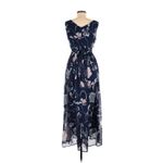 Motherhood Maternity Navy Floral Chiffon Maxi Dress w/ Surplice Pin-tuck Waist Photo 10