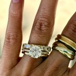 NWOT 3PC Stunning Golden Tone Bridal Round 2ct Simulated diamonds ring in 7 Gold Photo 4